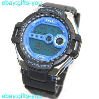   Watchcase Chronograph Alarm BackLight Black Bezel Men Digital Watch
