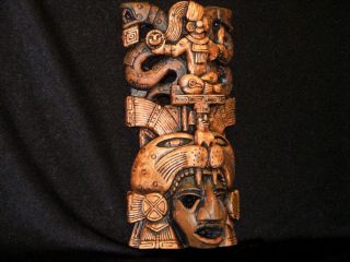 Aztec Warrior Mask Stone Jaguar Calendar Mayan Mexican Art Maya Mexico 