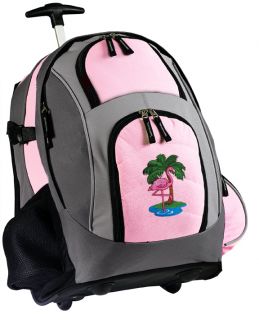 Pink Flamingo Rolling Backpack Cute Backpacks with Wheels School Bags 