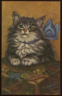 babington long hair gray tabby cat kitten postcard