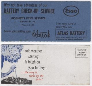 MOGNETS ESSO SERVICE BAKERSVILLE PA BATTERY CARD