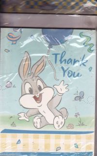 Baby Bugs Bunny Looney Tunes Thank You Notes 1st Birthday Party 