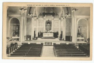 Baldwinsville NY Interior St Marys Church Vintage Postcard