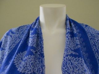 Bajra Women $250 Silk Scarf Shawl Wrap Sarong Blue Paisley Print in 