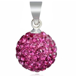 Fashion Jewelry Fuchsia Pave Crystal Ball Pendant Necklace