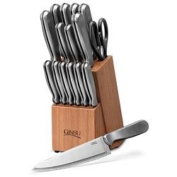   16 Piece Stainless Steel Knife Set with Bamboo Storage Block
