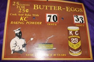 Vintage KC Baking Powder Butter Eggs in Store Rotating Price Sign 