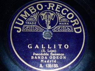 Spain 78 RPM Record Jumbo Banda Odeon Nice Label Madrid