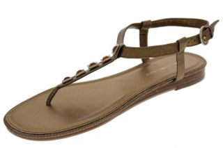 Bandolino New Dancnshoe Bronze Leather Jeweled T Strap Thong Sandals 9 