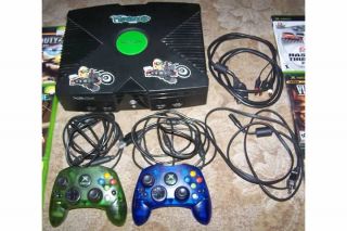 XBOX VIDEO GAME CONSOLE + 2 CONTROLLERS + 14 GAMES Lot System