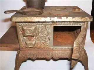 1890 s ivy wood stove salesmens sample w cookware
