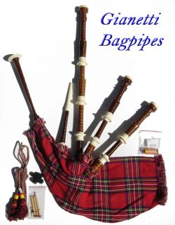  Red Full Size Beginner Starter Bagpipe Bagpipes Outfit Synthetic Bag