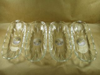   Ankor Hocking Thick Pressed Glass Banana Split Boat Dishes 4 Piece Lot