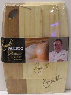  PACK EMERIL KITCHENWARE NATURAL BAMBOO EVERYDAY CUTTING BOARD SET NEW