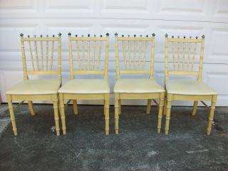RARE Thomasville Dining Set 4 Chairs table Faux Bamboo Hollywood 