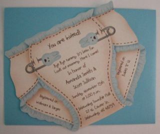 Baby Shower Invitation Cards Contoured Cut New Diaper