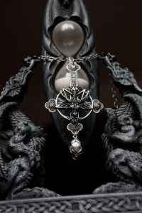 Skull Pendant Pentagram Baphomet Metal Wiccan Satan Silver Gothic 