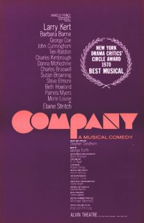 1970 Broadway Sondheim Poster~COMPANY~ Larry Kert~Donna McKechnie 