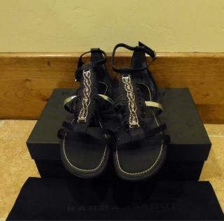 Barbara Bui Fringe Flat Gladiator Sandals Size US 9 EU 39