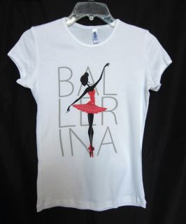 Girls Womens Ballerina Ballet Dancer Bella Tshirt White