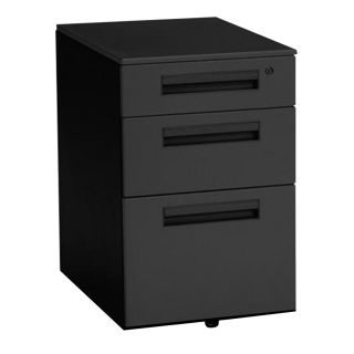 Balt Black Moblie Storage Metal File Cabinet with 3 Drawer
