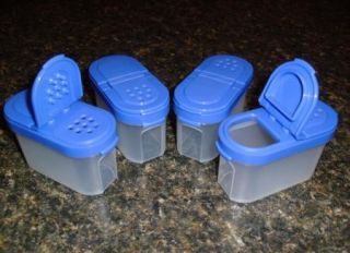 Tupperware SPICE Containers Brilliant Blue lid Set of 4 Small