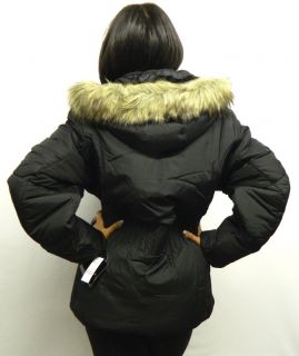 Baby Phat Goth Faux Fur Cinched Slimming Coat Trench Hoodie Jacket 3X 