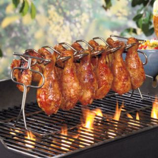 BBQ Grill Top Chicken Leg and Wing Rack Roaster Hanger