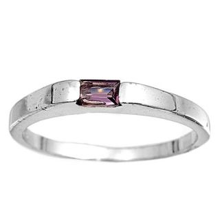 Sterling Silver Baby Ring Amethyst CZ Solitaire Stone Italian Band 