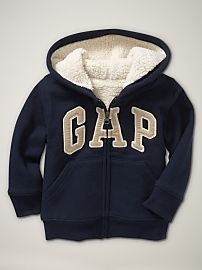 Baby Gap Sherpa Lined Arch Logo Hoodie Sweatshirt Activewear Blue 