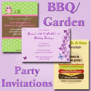   Barbeque BBQ Garden Party Birthday Hen Party Invitations