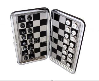 new travel folding pocket magnetic aluminum chess set 7 5
