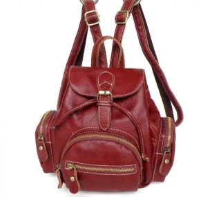 Jujube Red Leather Mini Backpack Handbag Shoulder Bag