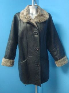 UNUSUAL Black SHEARLING SHEEP FUR Leather Coat Jacket GOODBUYBARRY