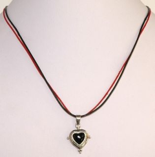 Vintage Barse 3ctw Black Onyx 925 Sterling Silver Heart Pendant 