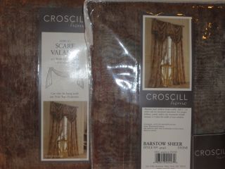 Croscill Barstow Sheer Scarf Valance Stone Brown w Teal