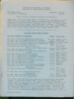 1963 UCLA Tennis Media Guide Schedule Roster Players
