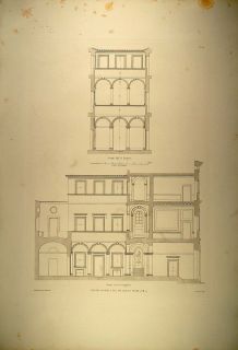 1860 Engraving Palazzo Ossoli Palace Rome Peruzzi RARE Original