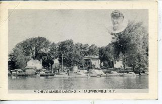 Baldwinsville New York Michels Marine Landing Advertising Postcard 