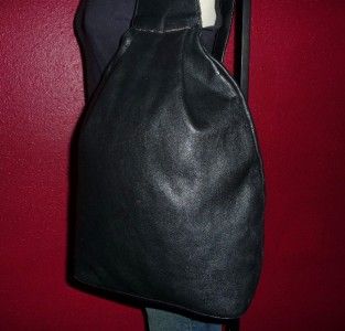 Vintage Basile Italy Black Leather Sling Medium Backpack Purse Ergo 