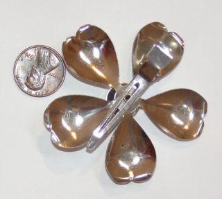 Vintage Big Silver Metal Flower Hair Pins Barrette Clip