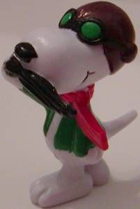 Snoopy Ace Fights The Red Barron Pilot Peanuts Figurine 2 inch Plastic 