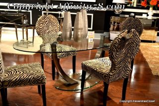   Glass & Metal Dining Set w/Tiger CamelBack Chairs T2624 Bassett Mirror