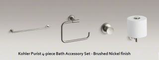 Kohler Purist Bath Accessory Set Brushed Nickel 24 Towel Bar Ring 