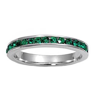Silver Rings Sterling Eternity Band Emerald Size 4 12