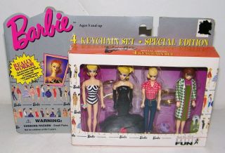 Basic Fun Barbie Doll 4 Keychain Set Special Edition 1950s 60s RARE 