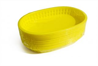 36 Pcs Fast Food Baskets Plastic Serving Basket Yellow 10 5x7 Oval 
