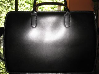 Jack Georges Milano Black Leather Briefcase Handmade