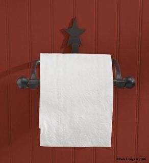 Barn Star Toilet Paper Holder Black Primitive Country Bathroom Decor 
