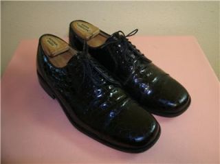 Barrington Black Alligator Leather Oxford Dress Shoes Size 8 D Mens U 